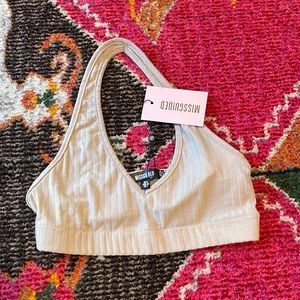 NWT Missguided halter bralette - camel, ribbed